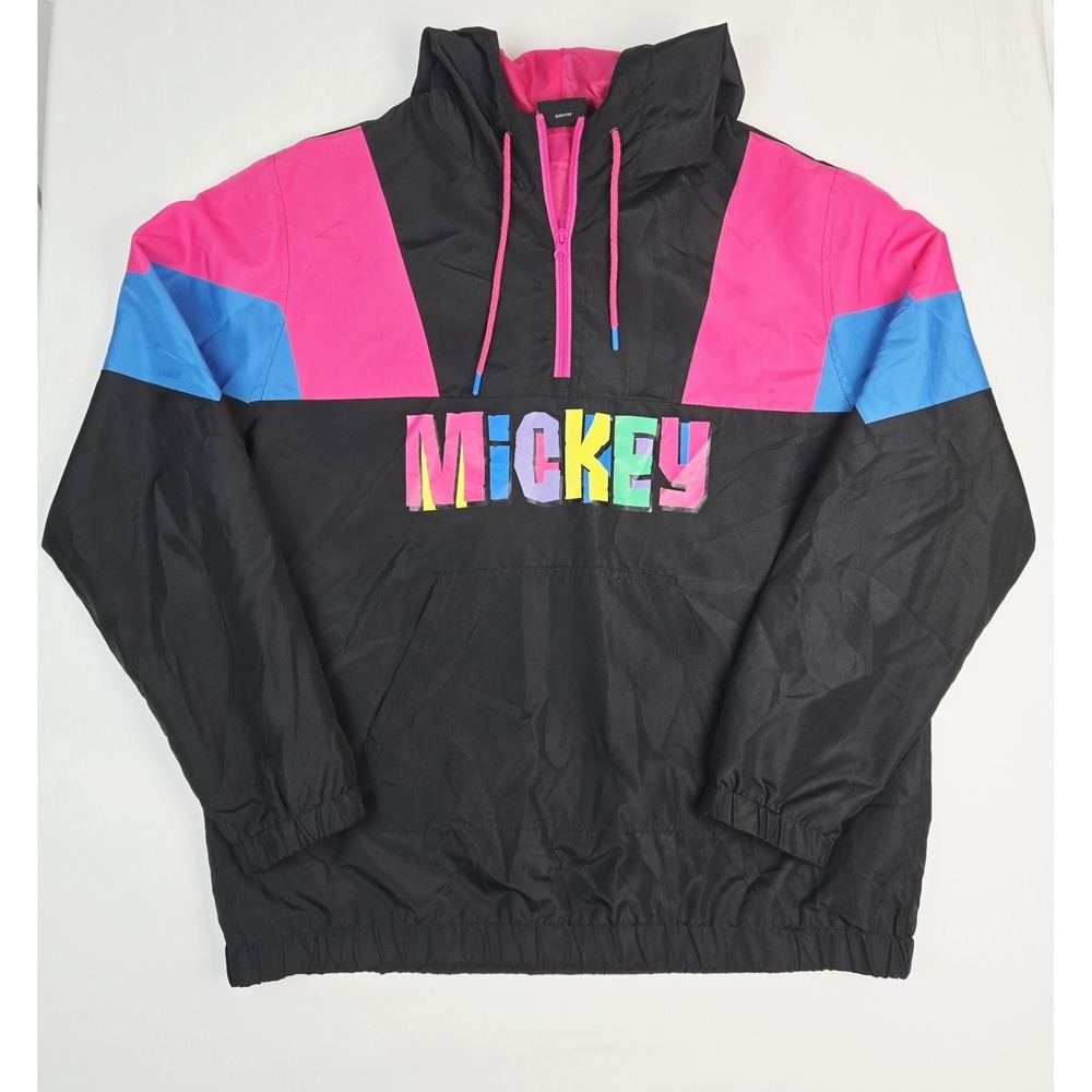 Disney Mickey Mouse retro color block pullover windbreaker sz Large